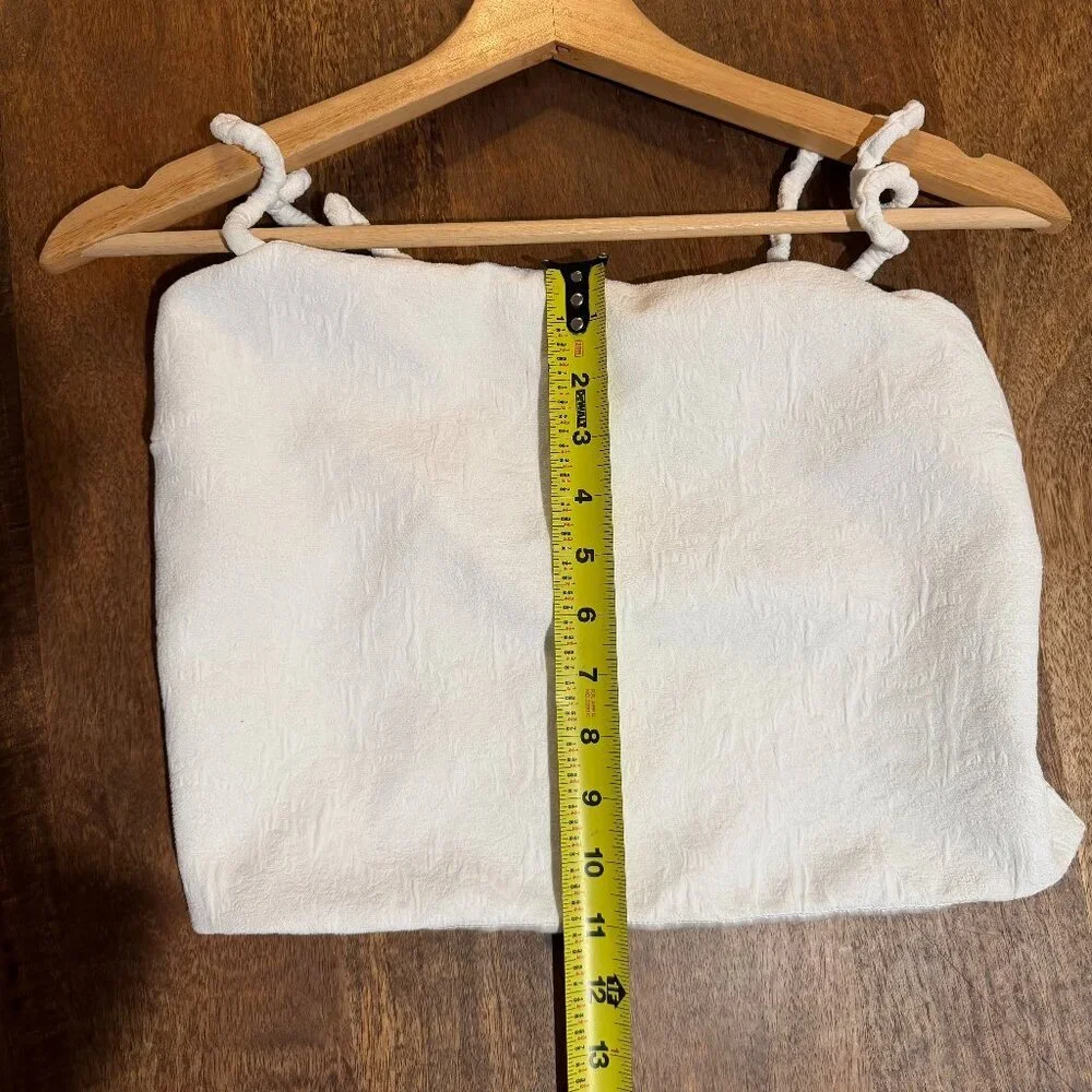 Zara White Textured Drawstring Top Satin Lining Size L EU 40 - Picture 4 of 5